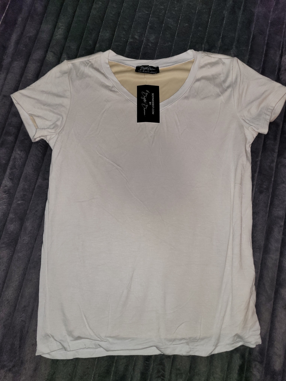 Ily Couture White Short-Sleeve V-Neck Tee